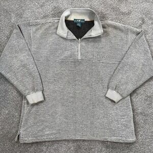 VTG Big Dogs Men's 1/4 Zip Pullover Sweater Biege Textured‎ Knit Long Sleeve M